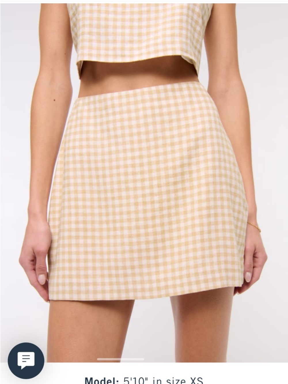 NWT - A&F Scarlett Curve Love Linen-Blend Mini Skort size M in gingham